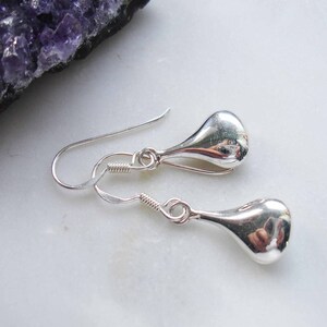 Sterling Silver Drop Earrings, Minimalist Silver Blob Earrings, Gift for Her image 10