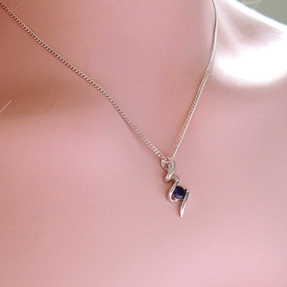 Sterling Silver Sapphire Squiggle Pendant 925 Jewelry - Sterling Silver Pendant Bails Uk