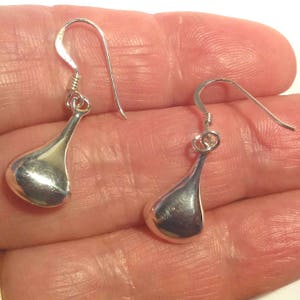Sterling Silver Drop Earrings, Minimalist Silver Blob Earrings, Gift for Her image 4