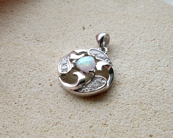 Halo Sterling Argent Lab Créé Opale Blanc Gemstone Ring