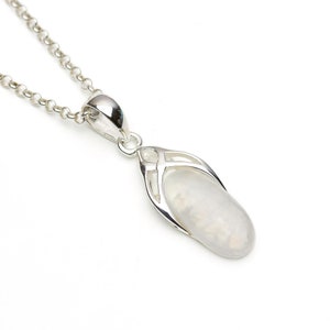 Rainbow Moonstone Celtic Sterling Silver Pendant, Gemstone Chain Necklace, Gift for Her image 1