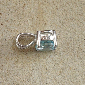 Small Sterling Silver Sky Blue Topaz Round Solitaire Pendant, Minimalist Blue Topaz Jewelry, December Birthstone image 9