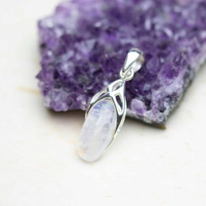 Rainbow Moonstone Celtic Sterling Silver Pendant, Gemstone Chain Necklace, Gift for Her image 7