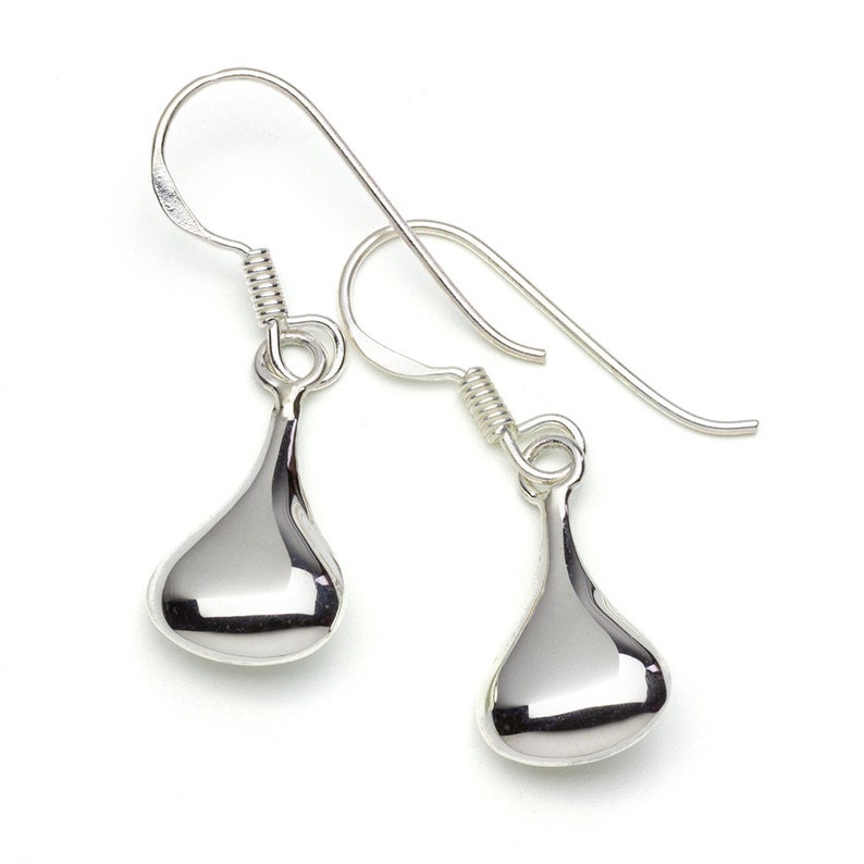 Sterling Silver Drop Earrings, Minimalist Silver Blob Earrings, Gift for Her image 1