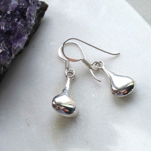 Sterling Silver Drop Earrings, Minimalist Silver Blob Earrings, Gift for Her image 8