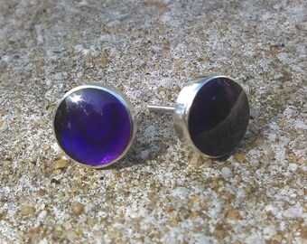 Purple Earrings, Purple Studs, Sterling Silver Stud Earrings, Purple Shell Earrings, Abalone Shell, Paua Shell Stud Earrings, UK Seller