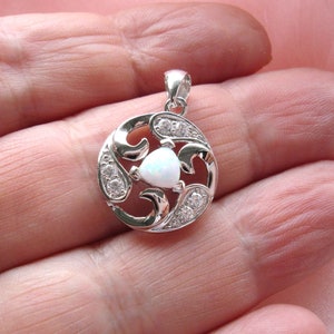 White Lab Opal CZ Sterling Silver Pendant, 925 Silver Jewelry, Circular Celtic Pendant, Snow Opal Jewelry, Gift for Her image 7