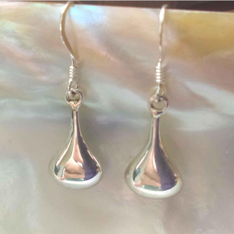 Sterling Silver Drop Earrings, Minimalist Silver Blob Earrings, Gift for Her image 5
