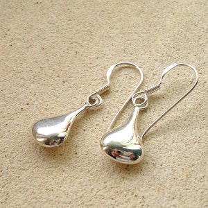 Sterling Silver Drop Earrings, Minimalist Silver Blob Earrings, Gift for Her image 9
