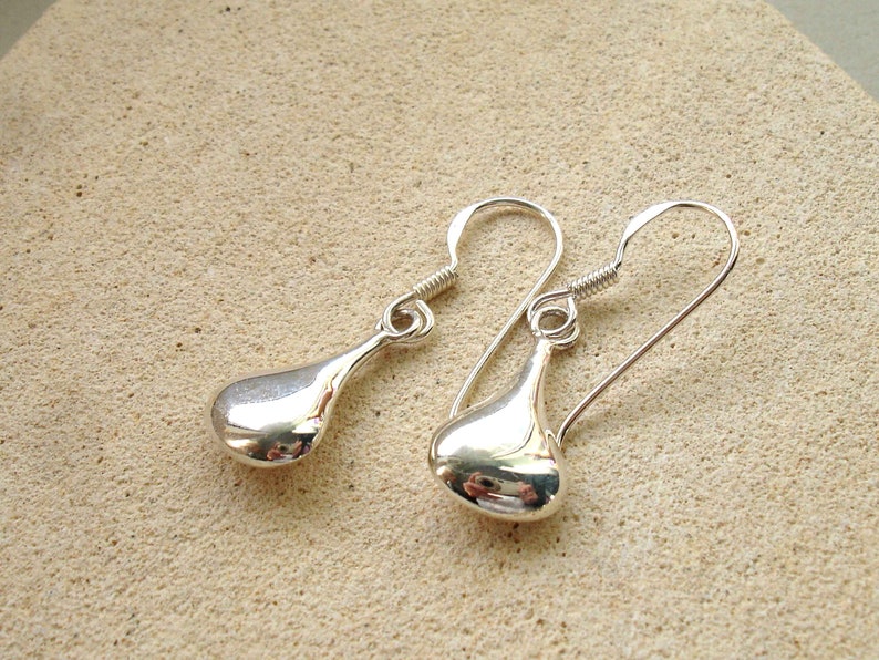 Sterling Silver Drop Earrings, Minimalist Silver Blob Earrings, Gift for Her image 9