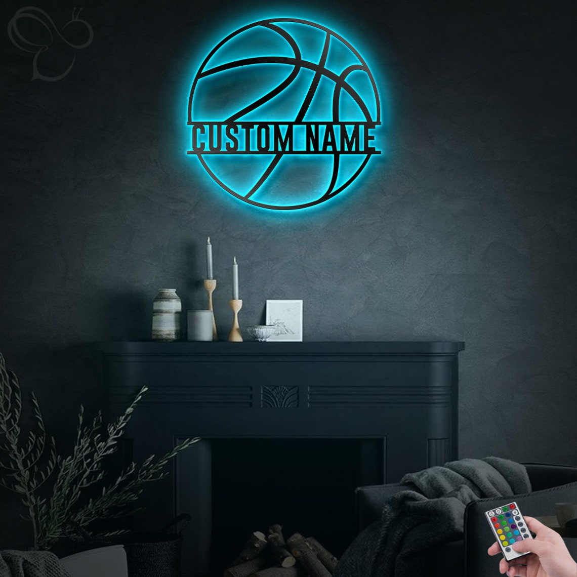 Custom Basketball Metal Wall Art With Led Lights Personalized Etsy