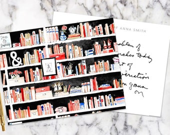 Personalized Stationery Notecards: Bookshelf Print