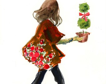 Holiday Christmas Cards: Holiday Topiary Toter { Fashion Christmas Card }