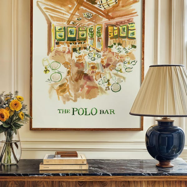 Art Print: Polo Bar {Cute Wall Art, Home Decorating, Original Painting, Watercolor, Apartment Decor, Decorating} Ralph