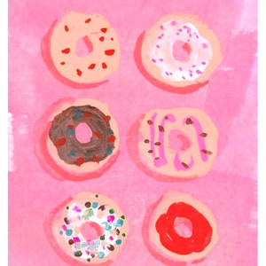 Art Print Wall Art: Doughnut Half Dozen {Cute Wall Art, Home Decorating, Original Painting, Watercolor, Wall Decor, Interior Design, Girly}