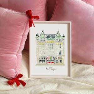 Plaza Hotel Art Print - Eloise Inspired NYC Nursery Wall Decor, New York City Illustration, Girls Room Artwork, Iconic Building Watercolor