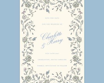 Save the Date: Frenchette Vine {Cute Party Invitation, Personalized Party Invitation, Custom Party Invitation, Birthday}