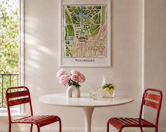 Paris Map Art, Vintage Wall Art, Watercolor, Versailles Map, Original Watercolor, Paris Illustration