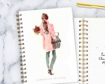 Personalized Gold Spiral Notebook: Supermarket Girl