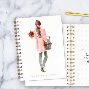 Personalized Gold Spiral Notebook: Supermarket Girl