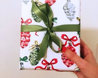 Christmas Wrapping Paper: Vintage Ornaments Wrap {Christmas, Holiday, Birthday, Gift Wrap}