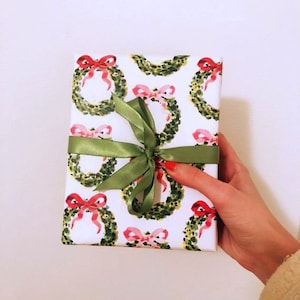 Christmas Wrapping Paper: Boxwood Wreaths {Christmas, Holiday, Birthday, Gift Wrap}