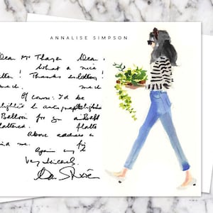 Custom Stationery Girl: Plant Lady {Stationary Notecards, Personalized, Watercolor, Custom, Fashion Drawing, Girly}