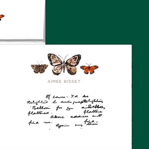 Personalized Stationery: Triple Butterfly {Stationery Notecards, Personalized, Watercolor, Watercolor}