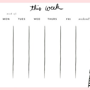 Week at a Glance Pad: Striped Tee {Paper Notepad, To Do List, Fashion Illustration, Office Organization, Office Supplies, Grocery List}