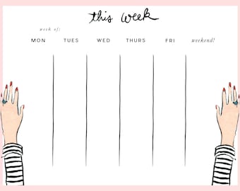 Week at a Glance Pad: Striped Tee {Paper Notepad, To Do List, Fashion Illustration, Office Organization, Office Supplies, Grocery List}