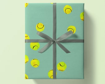 Wrapping Paper: Tennis Ball Polka Dot Green {Christmas, Holiday, Birthday, Gift Wrap}