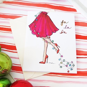 Set of Illustrated Christmas Cards: Merry and Bright and Stylish { Fashion Christmas Card }