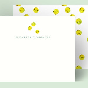 Personalized Stationery: Tennis Ball Polka Dot White {Stationary Notecards, Personalized, Watercolor, Monogram, Custom, Drawing, Girly}