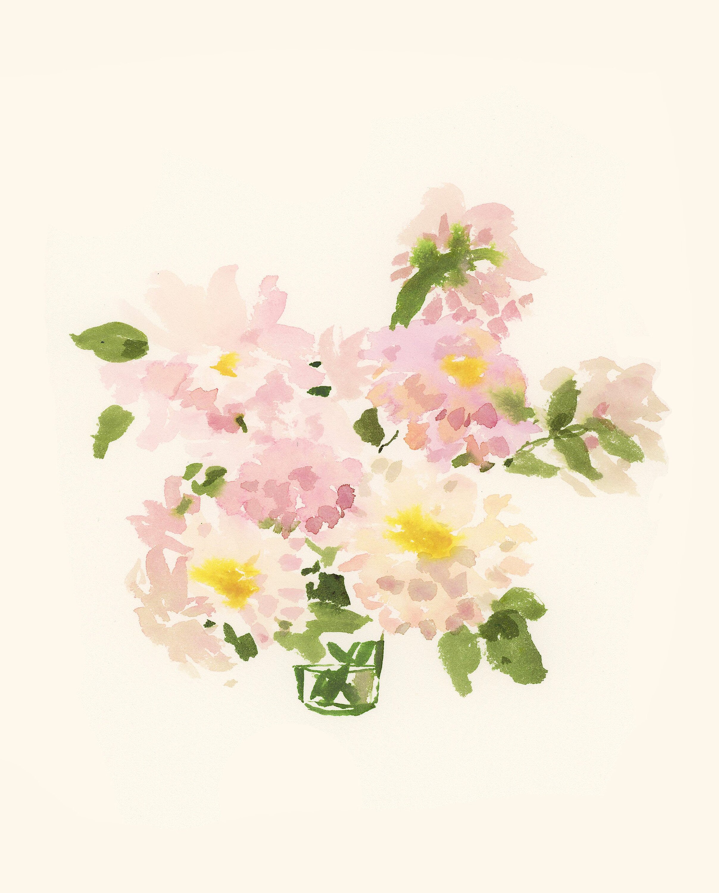 Floral Bouquet Art Print: Vintage Pink Dahlias {cute Wall Art, Home ...