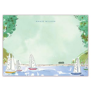 Central Park Boat Race Stationery Flat 5x7 Personalized Stationery {Gift for Mom, Mother's Day, Stationary Notecards, Personalized, Custom}