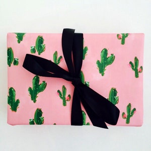 Cute Wrapping Paper: Cactus Desert print (pink and green wrapping paper) {Christmas, Holiday, Birthday, Gift Wrap} image 2
