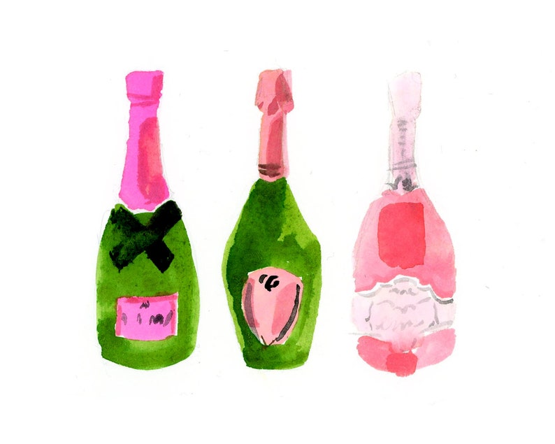 Bar Cart Art Pink Champagne cute Wall Art Home Decorating Etsy