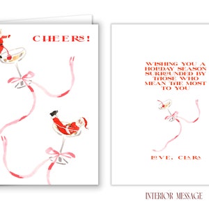 Tarjeta de Navidad: Santa Coupe {Tarjetas de notas con motivos navideños, personalizadas, acuarela, personalizadas, dibujo de moda, femeninas} Personalizadas