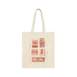 Pink Vintage Matchbox Canvas Tote Bag