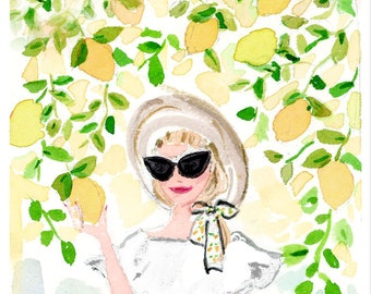 Thank You Cards: Lemon Grove {Stationary Notecards, Personalized, Watercolor, Custom, Fashion Drawing, Girly}