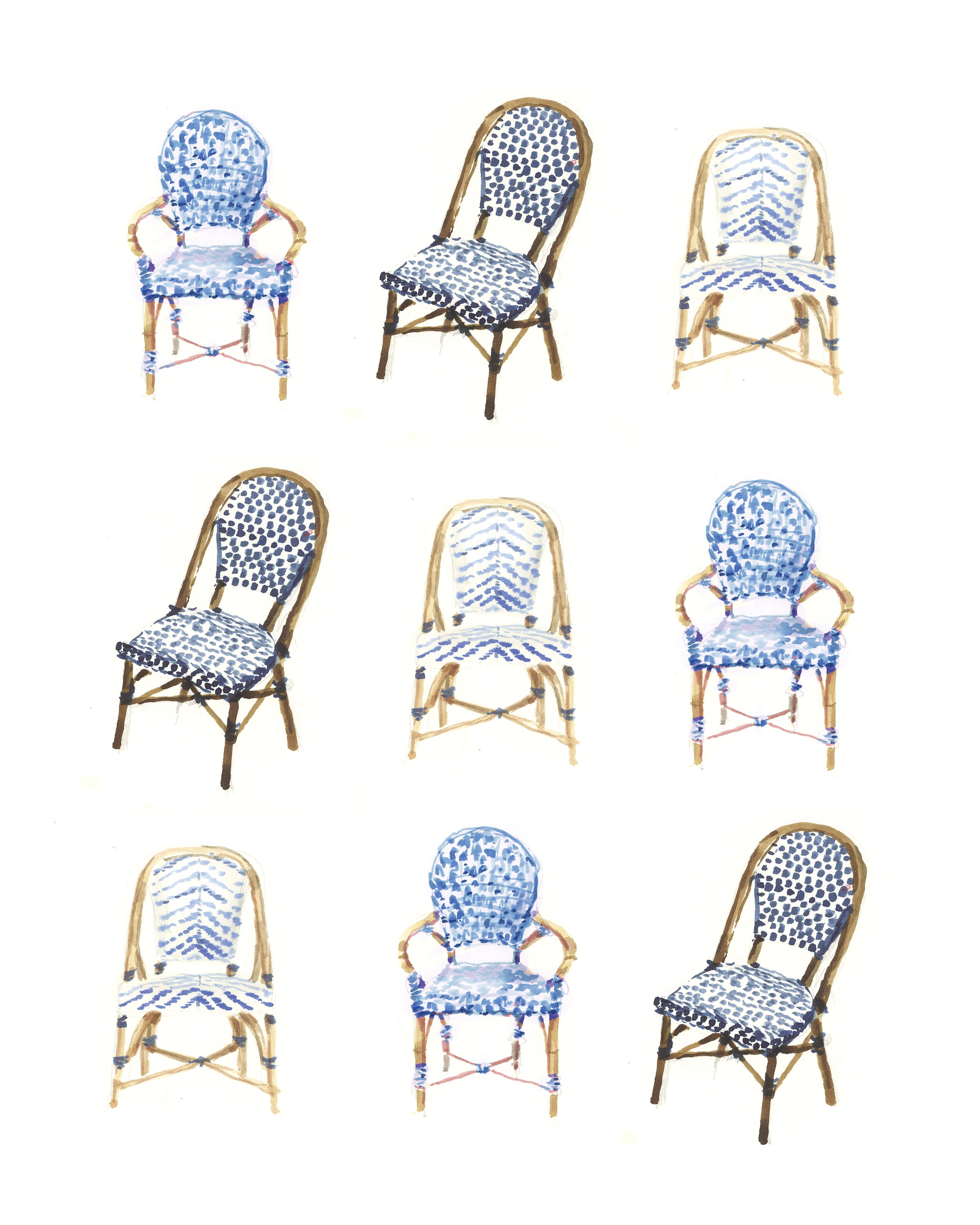 Art Print Blue French Bistro Chairs paris Art Print Travel Etsy
