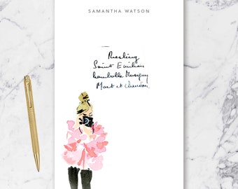 Bloc de notas personalizado: Chica con cámara esponjosa {Lista de tareas, Ilustración de moda, Organización de oficina, Material de oficina, Lista de la compra}