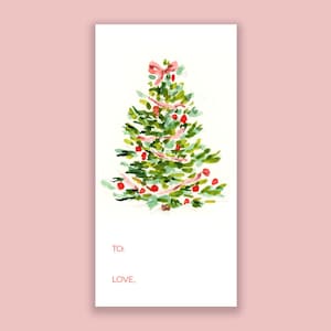 Personalized Christmas Gift Stickers: Red Blush and Green Tree Gift Sticker