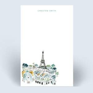 Personalized Paris Skyline Notepad - Custom Name Eiffel Tower List Pad - Gift for Francophiles