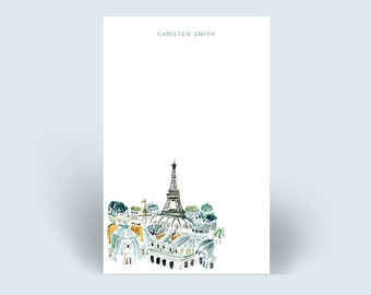 Personalized Paris Skyline Notepad - Custom Name Eiffel Tower List Pad - Gift for Francophiles
