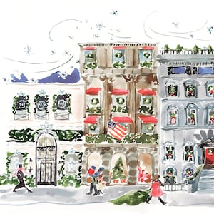 Set of Illustrated Christmas Cards: Holiday Walkups Fashion Christmas Card Christmas City image 2