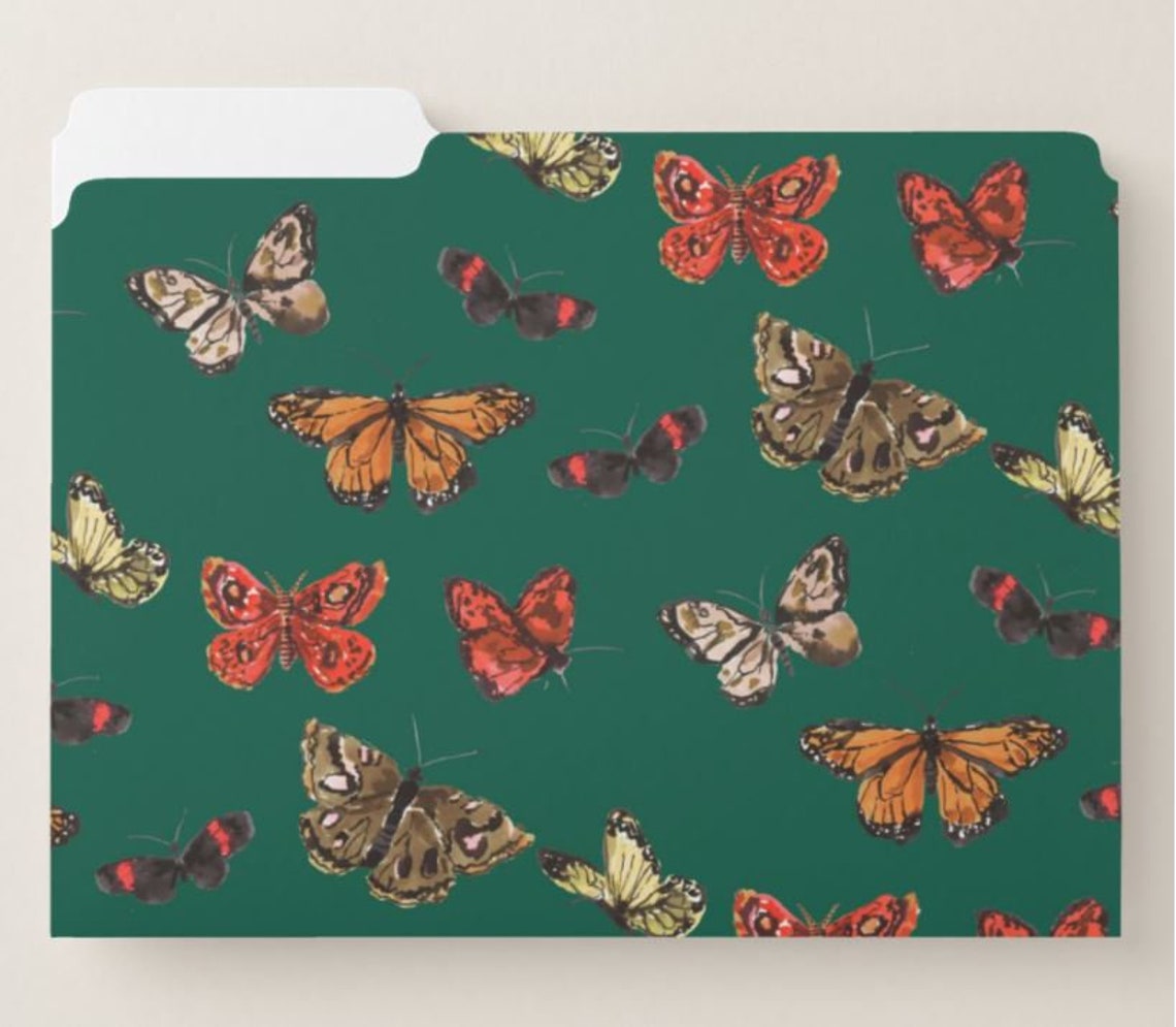 File Folders Hunter Green Butterflies Etsy