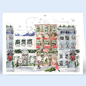 Set of Illustrated Christmas Cards: Holiday Walkups Fashion Christmas Card Christmas City image 1