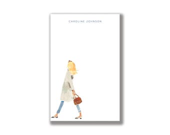 Personalized Notepad: White Coat Headband Girl {To Do List, Fashion Illustration, Office Organization, Office Supplies, Grocery List}