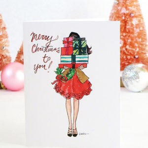 Set of Illustrated Christmas Cards: Bearing Gifts Fashion Christmas Card image 5